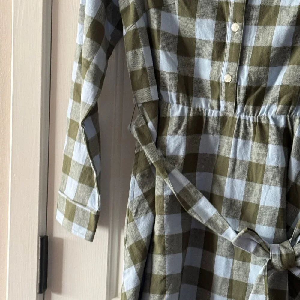 New Classic Prep Girls Marlowe Shirtdress Moonrise Gingham Flannel Size 12